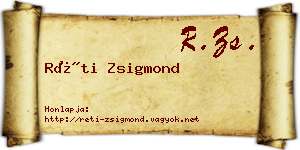 Réti Zsigmond névjegykártya