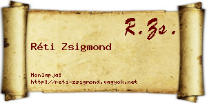 Réti Zsigmond névjegykártya